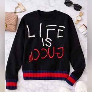 Life is GUCCI Black Sweater- GUC menssize small Women’s Medium, measures to come